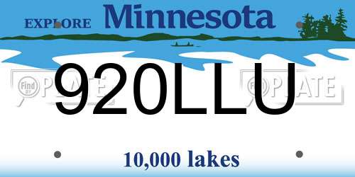 920LLU Minnesota License Plate