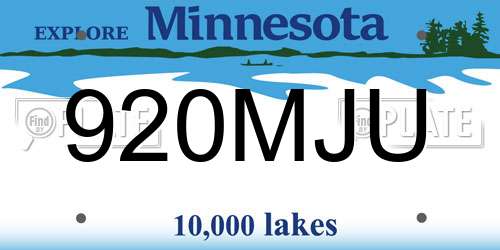 920MJU Minnesota License Plate