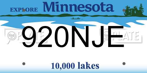 920NJE Minnesota License Plate