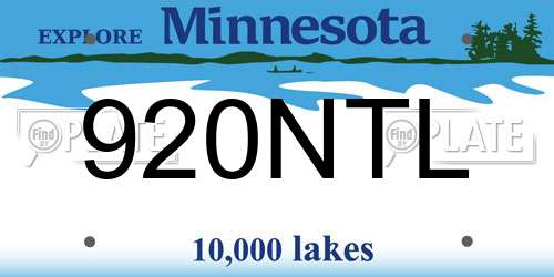 920NTL Minnesota License Plate