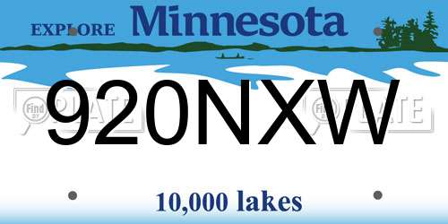 920NXW Minnesota License Plate