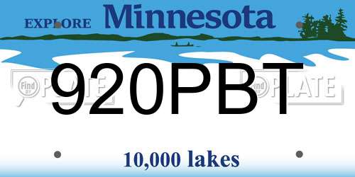 920PBT Minnesota License Plate