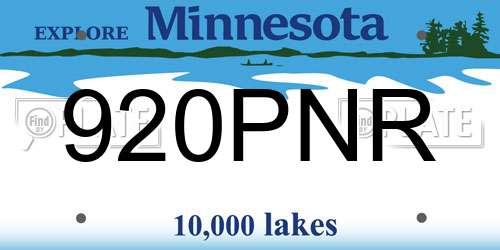 920PNR Minnesota License Plate