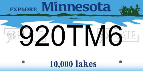 920TM6 Minnesota License Plate