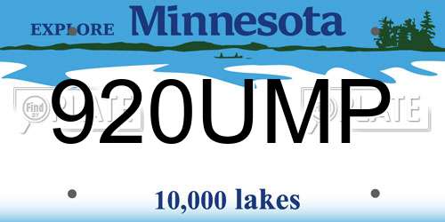 920UMP Minnesota License Plate