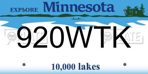 920WTK Minnesota License Plate