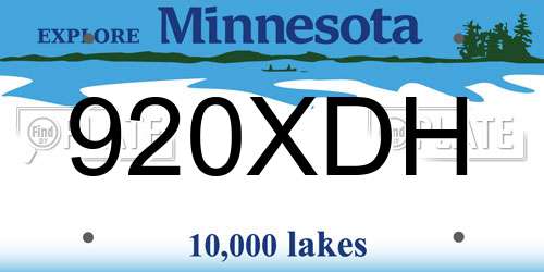 920XDH Minnesota License Plate