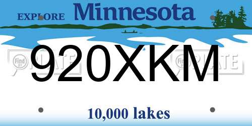 920XKM Minnesota License Plate