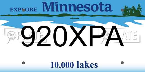 920XPA Minnesota License Plate
