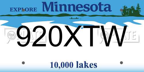 920XTW Minnesota License Plate