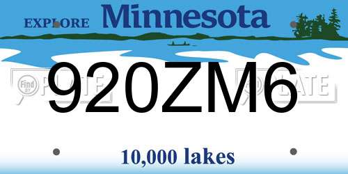 920ZM6 Minnesota License Plate