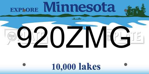 920ZMG Minnesota License Plate