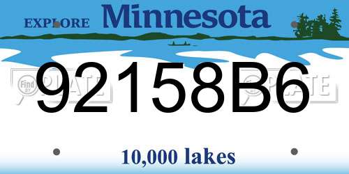 92158B6 Minnesota License Plate