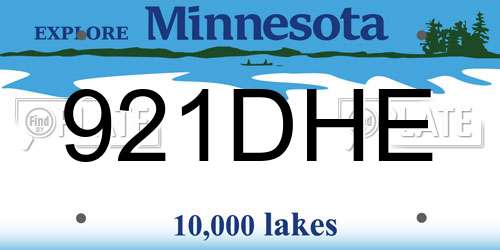 921DHE Minnesota License Plate