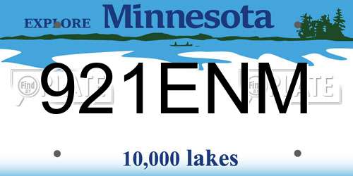 921ENM Minnesota License Plate