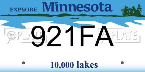 921FA Minnesota License Plate