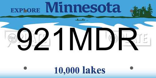 921MDR Minnesota License Plate
