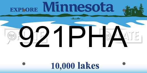 921PHA Minnesota License Plate