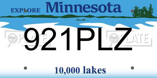 921PLZ Minnesota License Plate