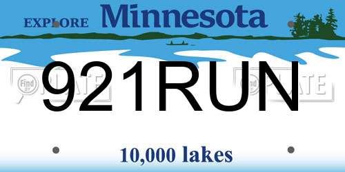 921RUN Minnesota License Plate