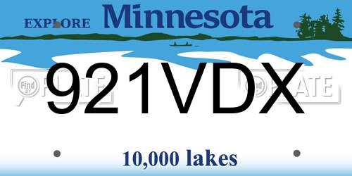 921VDX Minnesota License Plate