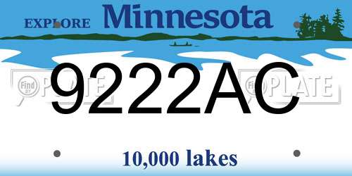 9222AC Minnesota License Plate