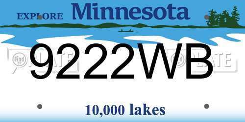 9222WB Minnesota License Plate