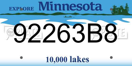 92263B8 Minnesota License Plate