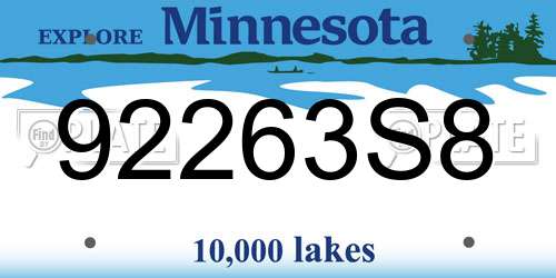92263S8 Minnesota License Plate