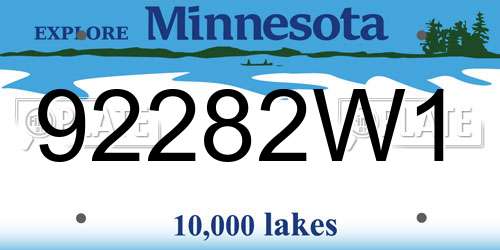 92282W1 Minnesota License Plate