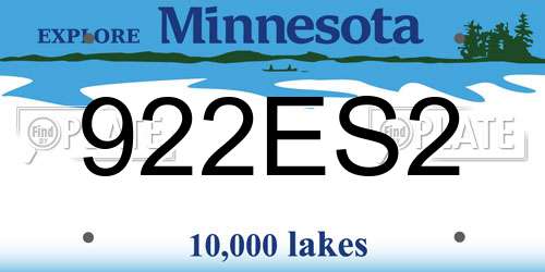 922ES2 Minnesota License Plate
