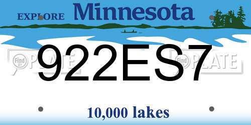 922ES7 Minnesota License Plate