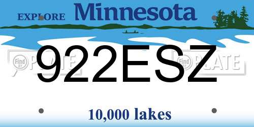 922ESZ Minnesota License Plate