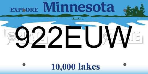 922EUW Minnesota License Plate