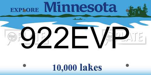 922EVP Minnesota License Plate