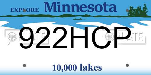 922HCP Minnesota License Plate