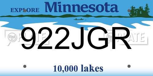 922JGR Minnesota License Plate