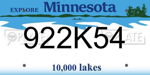 922K54 Minnesota License Plate