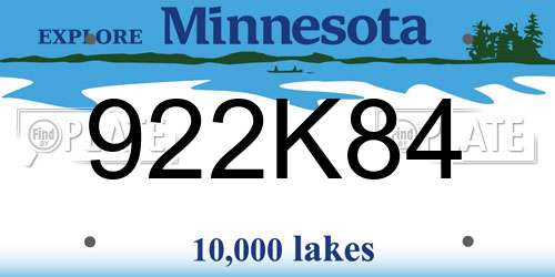 922K84 Minnesota License Plate
