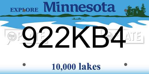 922KB4 Minnesota License Plate