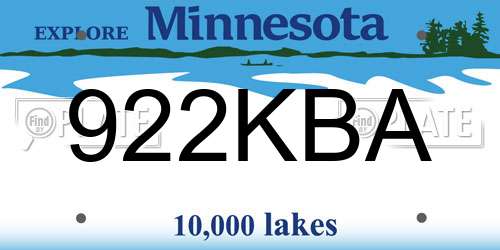 922KBA Minnesota License Plate