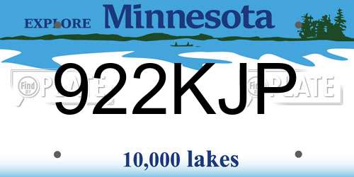 922KJP Minnesota License Plate