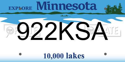 922KSA Minnesota License Plate