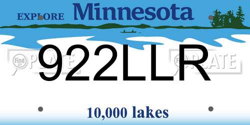 922LLR Minnesota License Plate