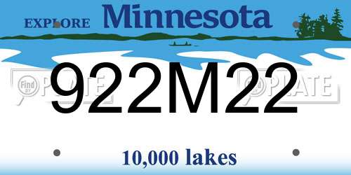 922M22 Minnesota License Plate