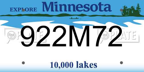 922M72 Minnesota License Plate