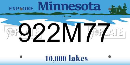 922M77 Minnesota License Plate