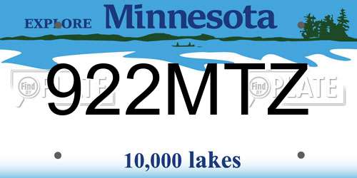 922MTZ Minnesota License Plate