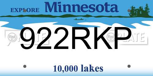 922RKP Minnesota License Plate