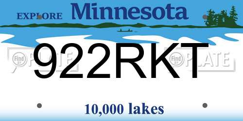 922RKT Minnesota License Plate